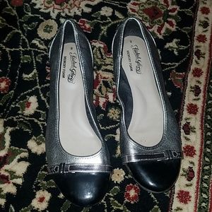 Black&silver flats with silver clutch/purse